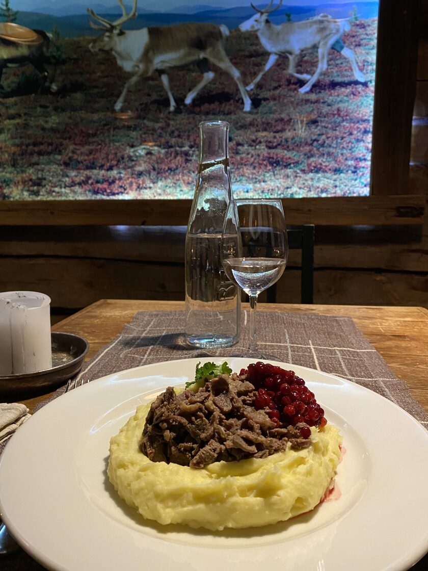 Sautéed reindeer with potato purées in Lappi Ravintola, Helsinki, Finland